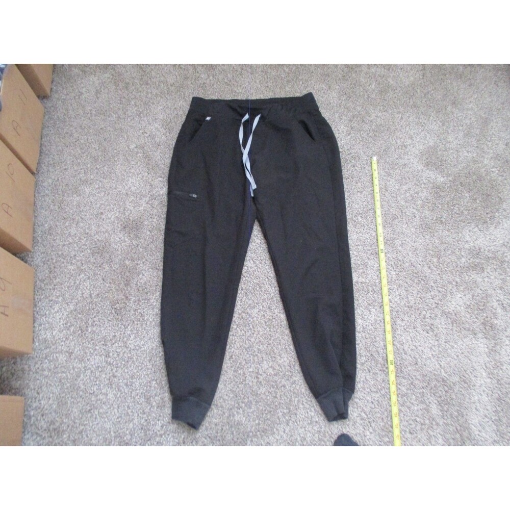 FIGS Technical Collection Scrub Pants M Black Solid Polyester Blend